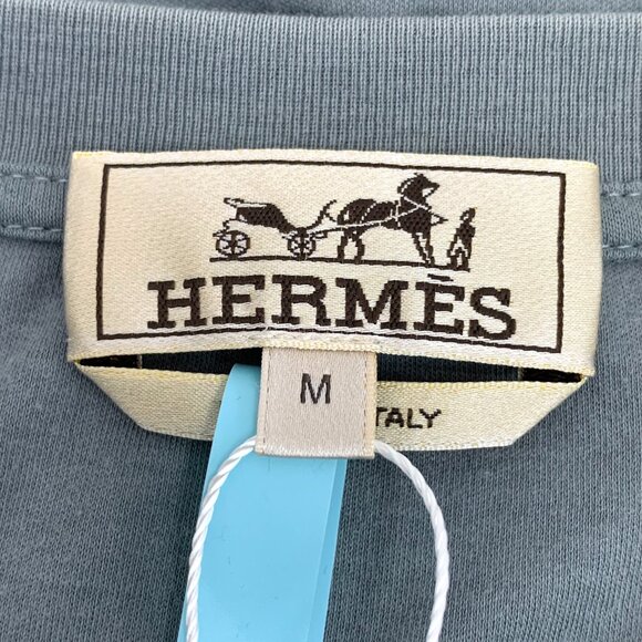 IM0311 Hermes 25 models Eucalyptus green bark embroidered cotton round neck shor - Picture 5 of 8